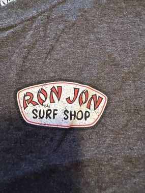 Ron Jon Charcoal Short Sleeve Tee with Red Logo